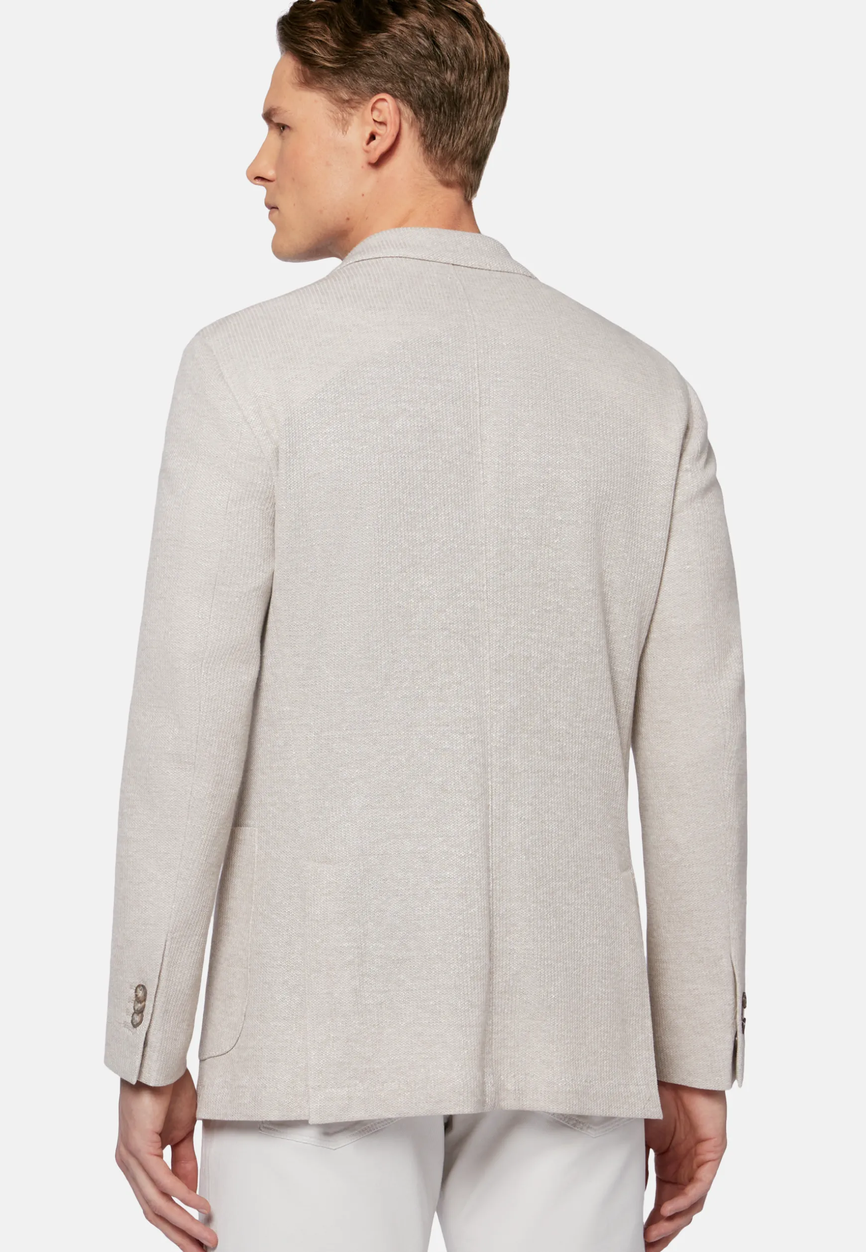 Beige Melange Linen/Cotton B Jersey Jacket|Boggi Milano Outlet