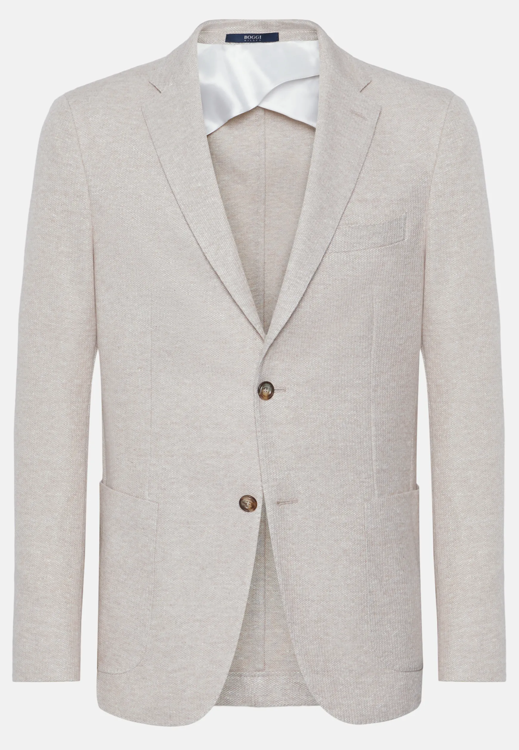 Beige Melange Linen/Cotton B Jersey Jacket|Boggi Milano Outlet