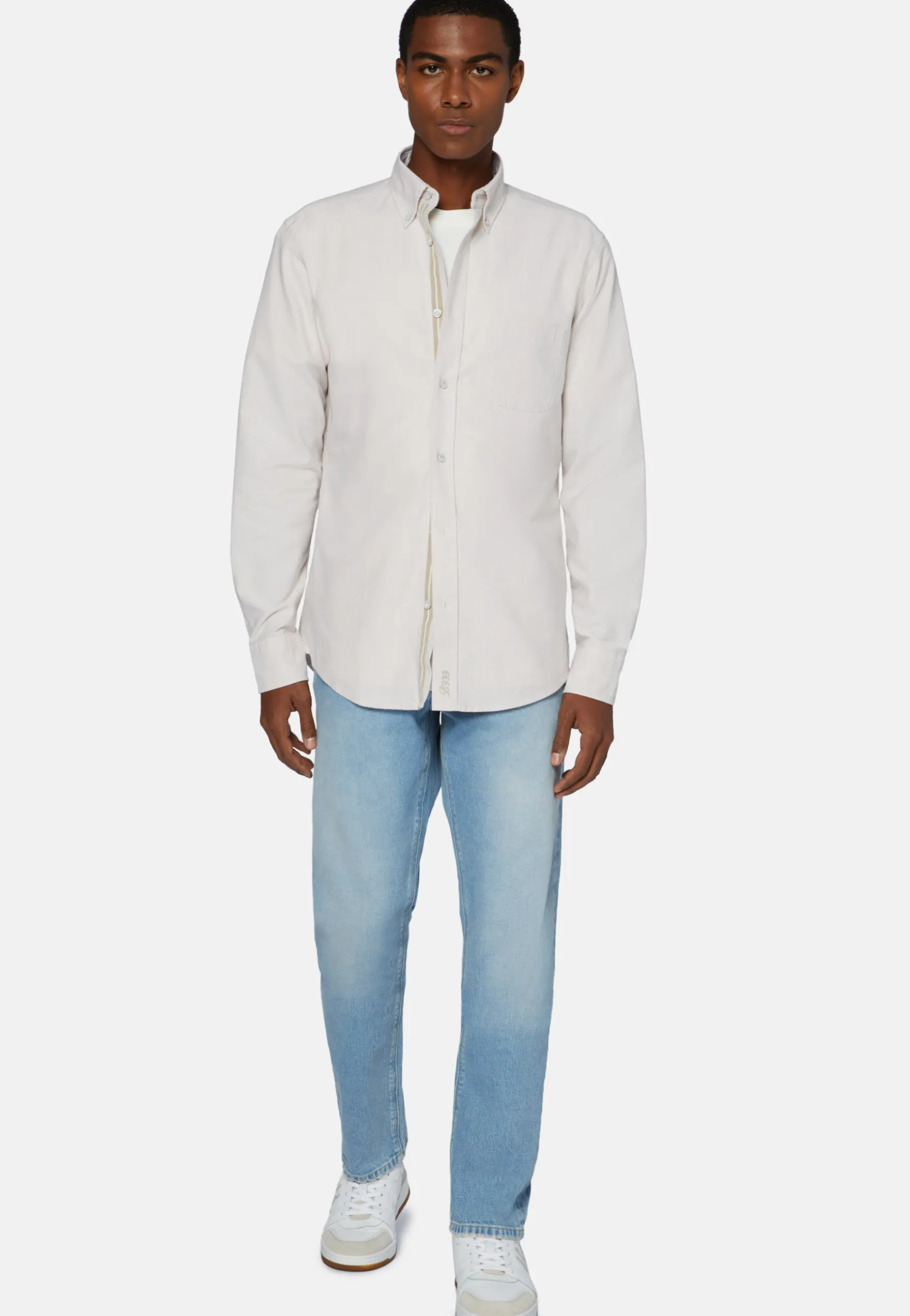 Beige Shirt In Organic Oxford Cotton, Regular|Boggi Milano Best Sale