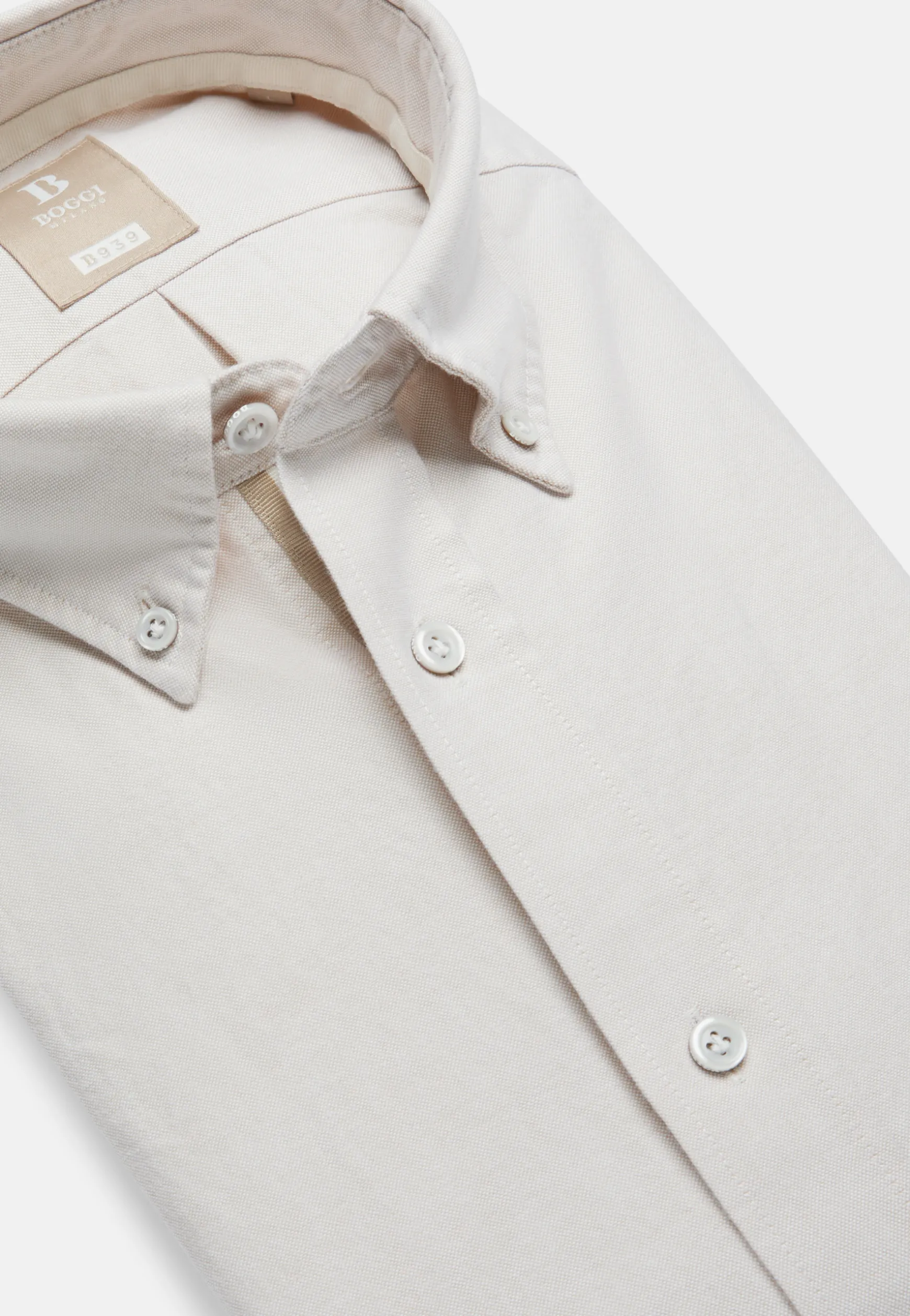 Beige Shirt In Organic Oxford Cotton, Regular|Boggi Milano Best Sale
