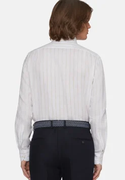 Beige Striped Regular Fit Linen Shirt|Boggi Milano Cheap
