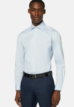 Blue Pin Point Cotton Slim Fit Shirt|Boggi Milano Clearance