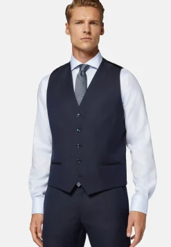 Blue Pinstripe Wool Waistcoat|Boggi Milano Discount