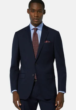 Blue Plain-coloured Wool Stretch Suit|Boggi Milano Discount