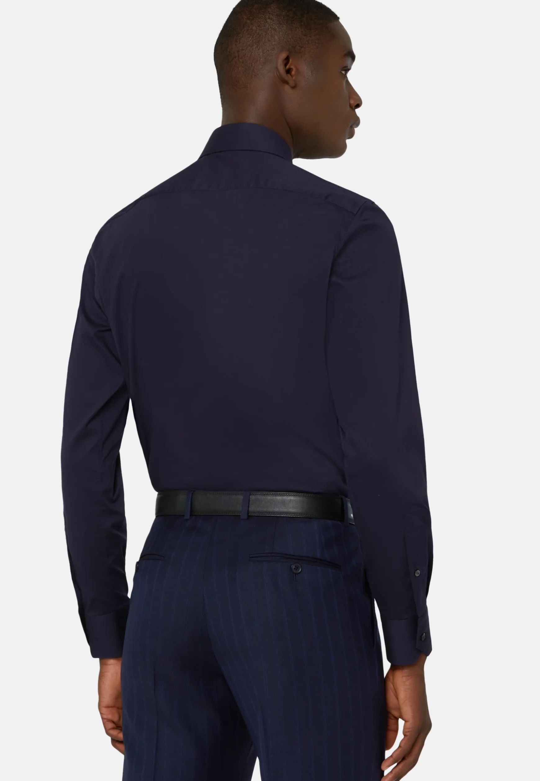 Blue Stretch Cotton/Nylon Shirt Slim|Boggi Milano Cheap