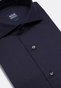 Blue Stretch Cotton/Nylon Shirt Slim|Boggi Milano Cheap