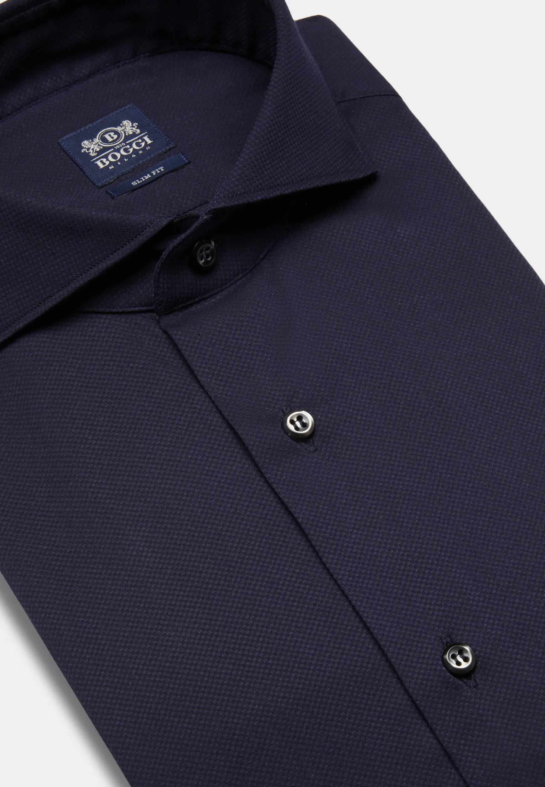 Blue Stretch Cotton/Nylon Shirt Slim|Boggi Milano Cheap