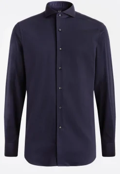 Blue Stretch Cotton/Nylon Shirt Slim|Boggi Milano Cheap