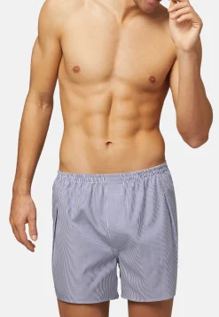 Blue Striped Cotton Boxer Shorts|Boggi Milano Outlet