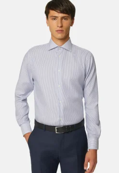 Striped Cotton Dobby Shirt Regular Fit|Boggi Milano Best