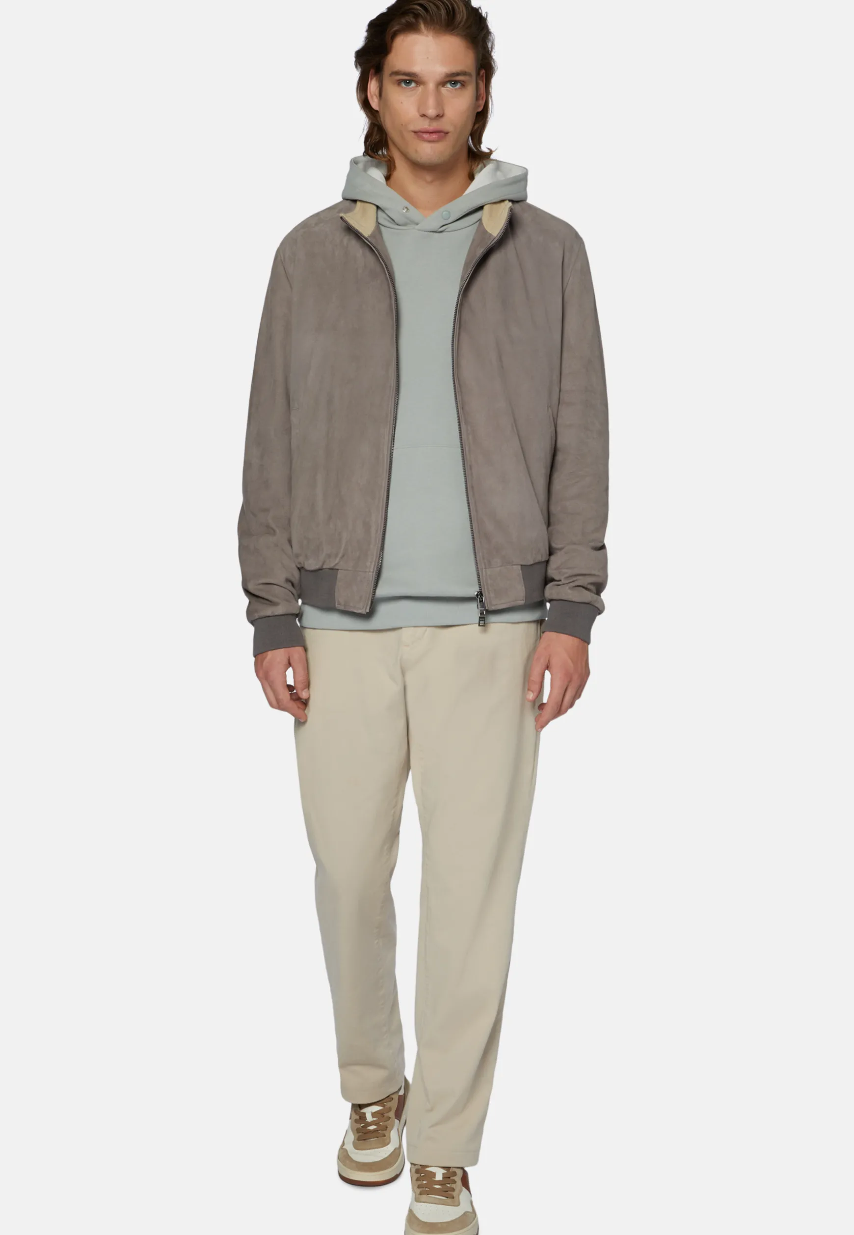 Bomber Jacket in Genuine Suede Leather|Boggi Milano Shop