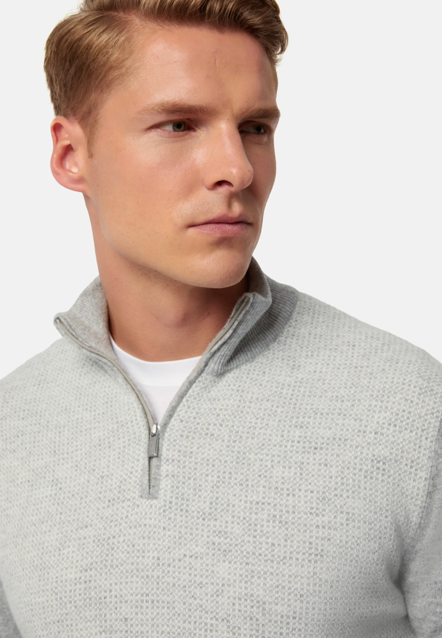 Cashmere Blend Half Zip Sweater|Boggi Milano Outlet