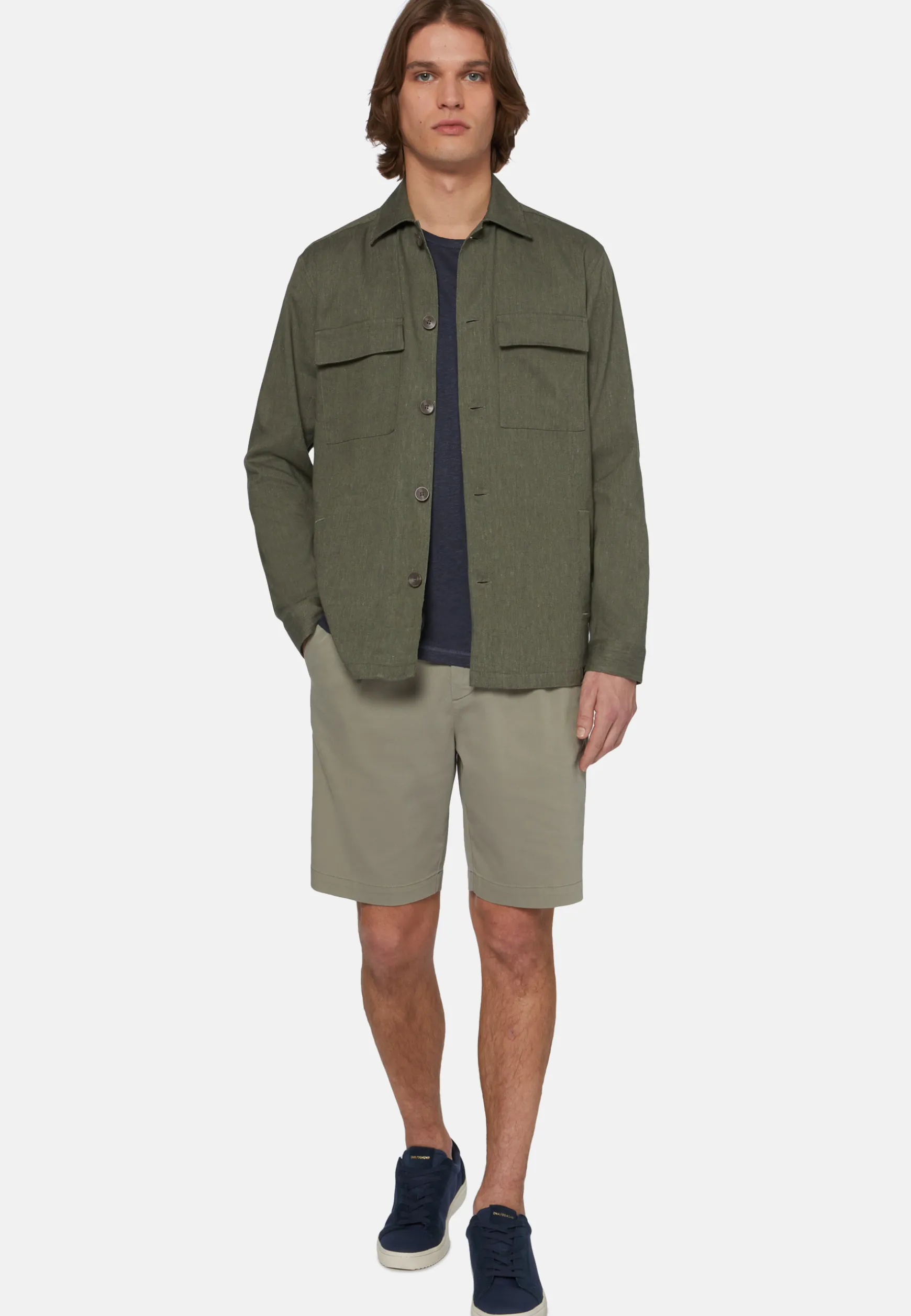 Cotton and Linen Link Shirt Jacket|Boggi Milano Discount