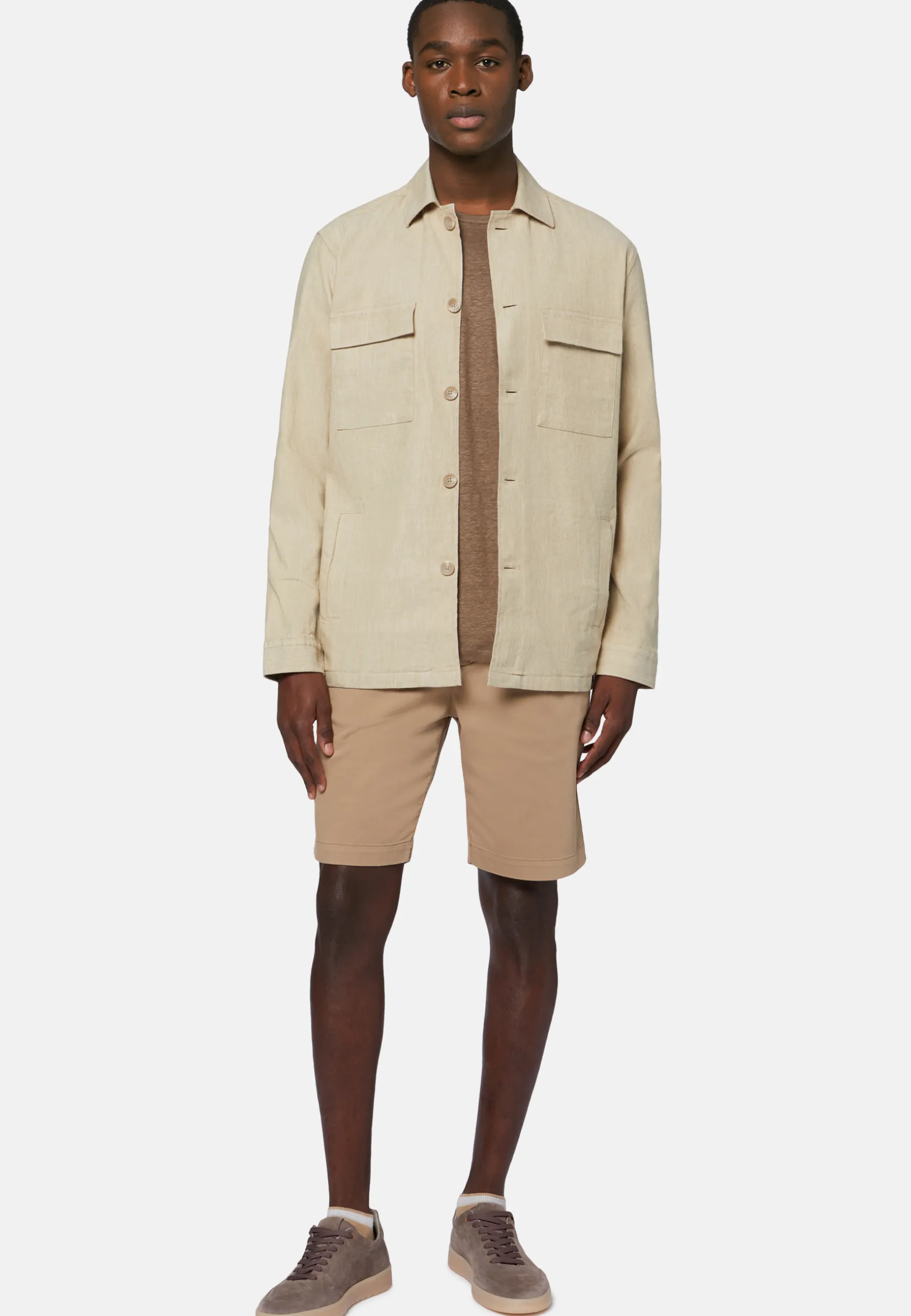 Cotton and Linen Link Shirt Jacket|Boggi Milano Shop