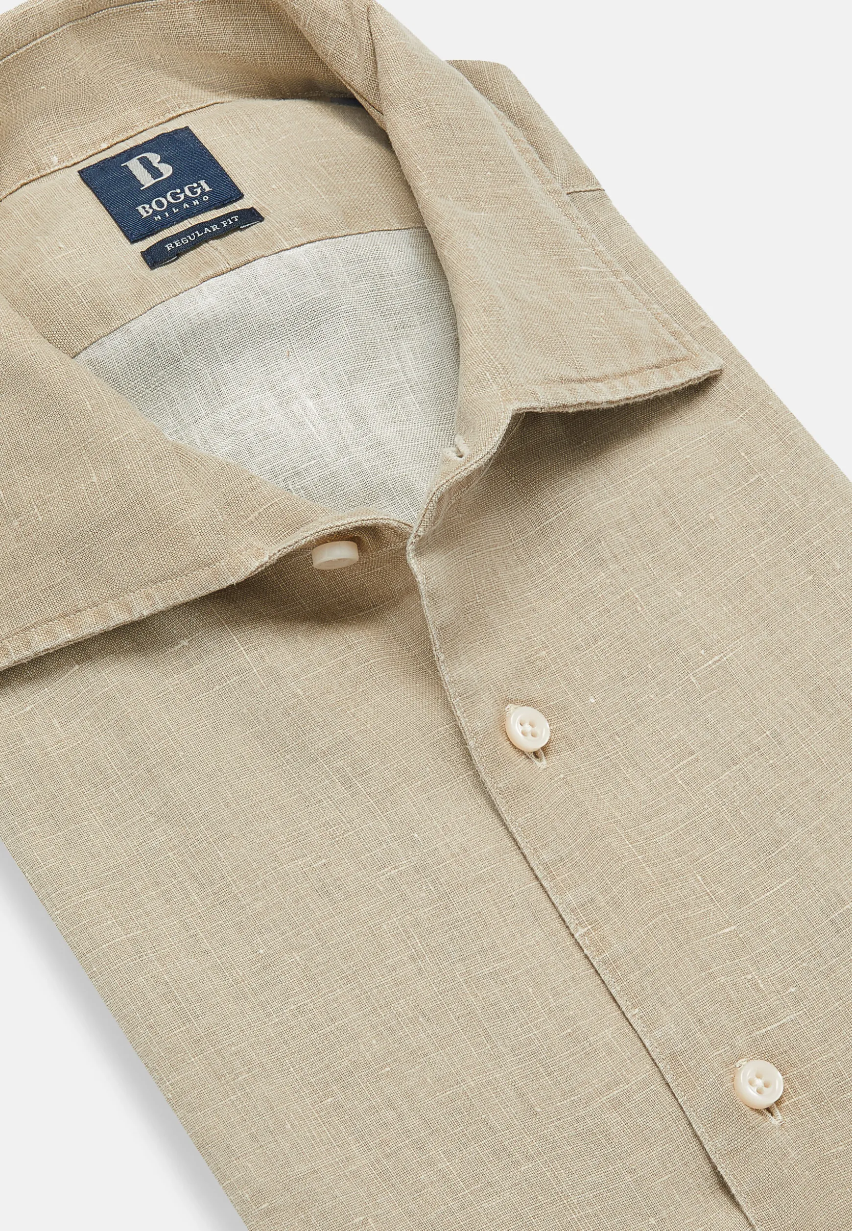 Dove Grey Regular Fit Linen Shirt|Boggi Milano Clearance
