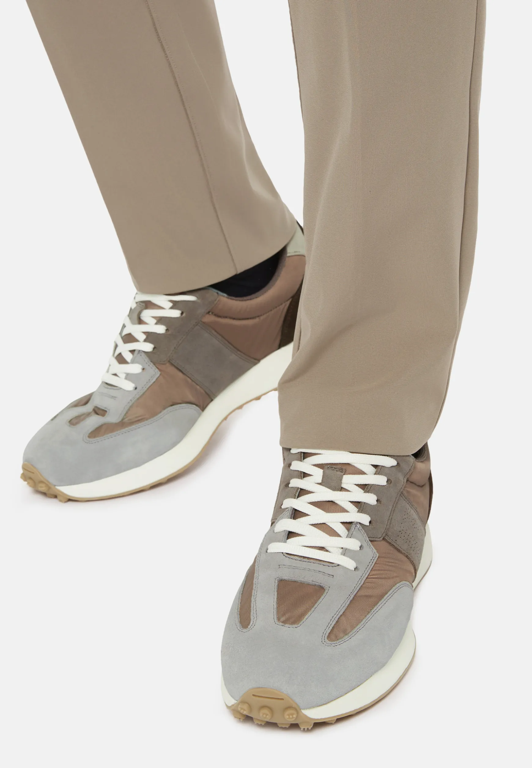 Dove Grey Trainers In Technical Fabric and Leather|Boggi Milano Hot