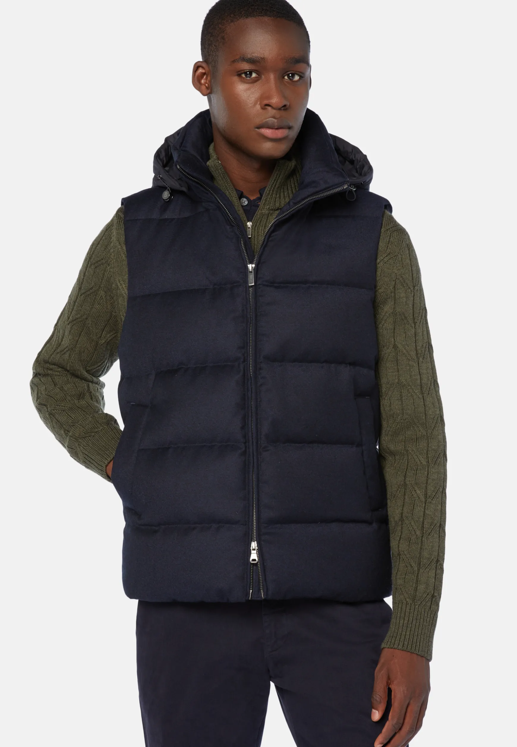 Down-Filled Flannel Gilet With Hood|Boggi Milano Sale
