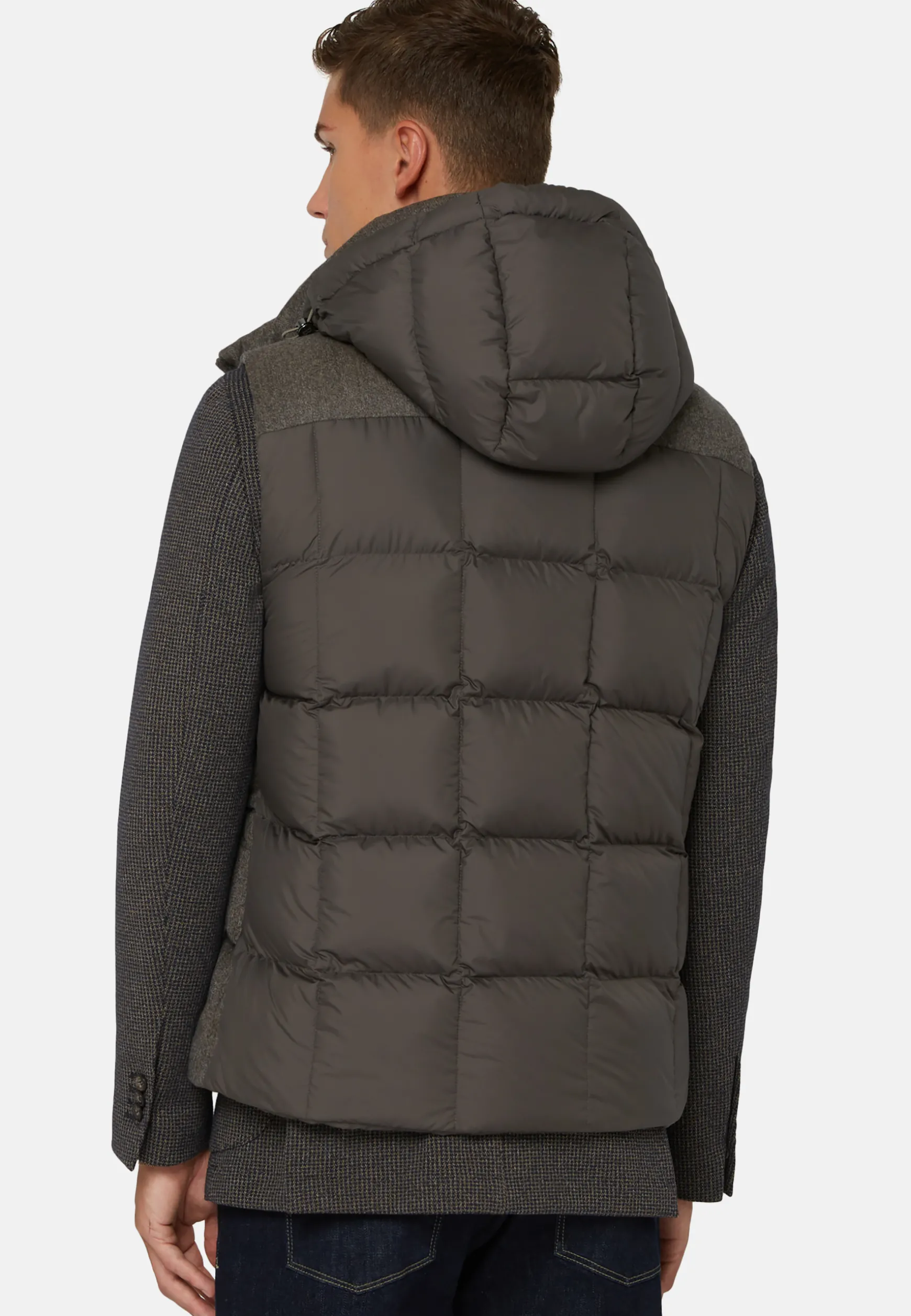 Down-Filled Flannel Gilet With Hood|Boggi Milano Hot