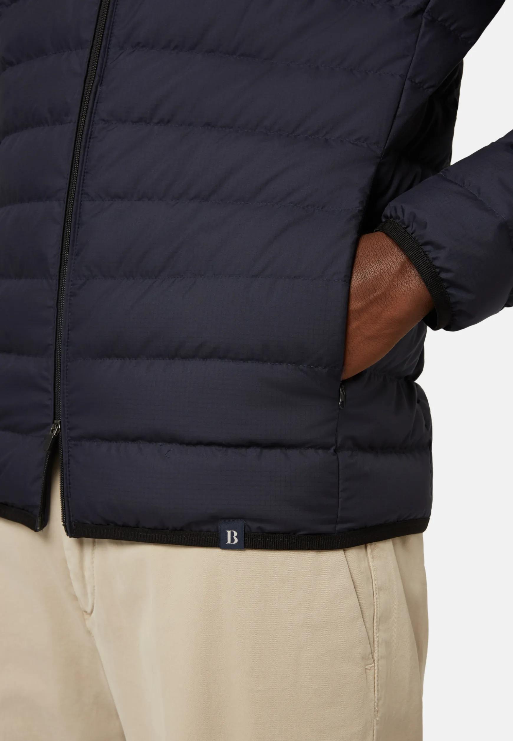 Goose Down Recycled Fabric Bomber Jacket|Boggi Milano Best