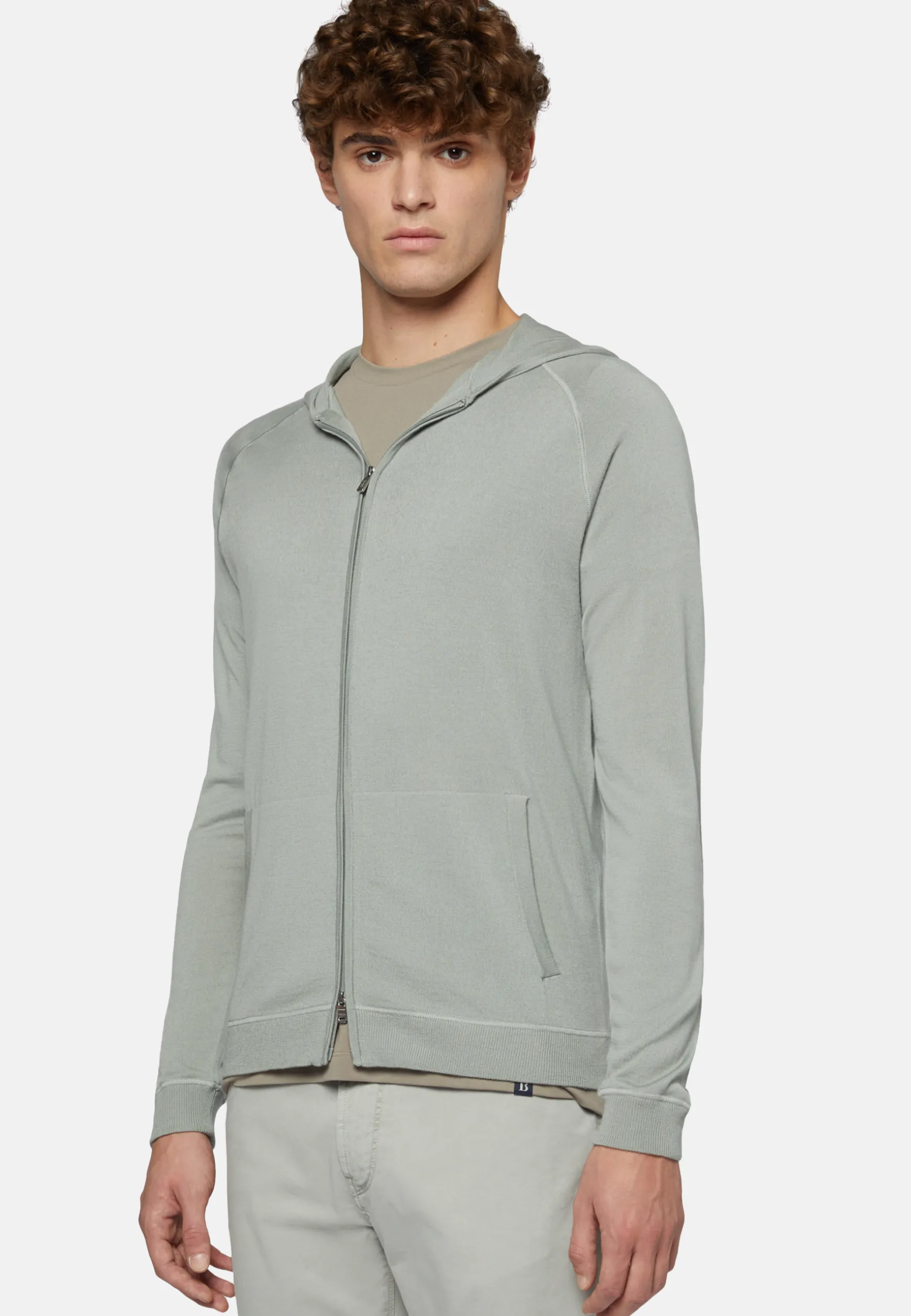 Full Zip Hooded Jumper In Merino Wool|Boggi Milano Store