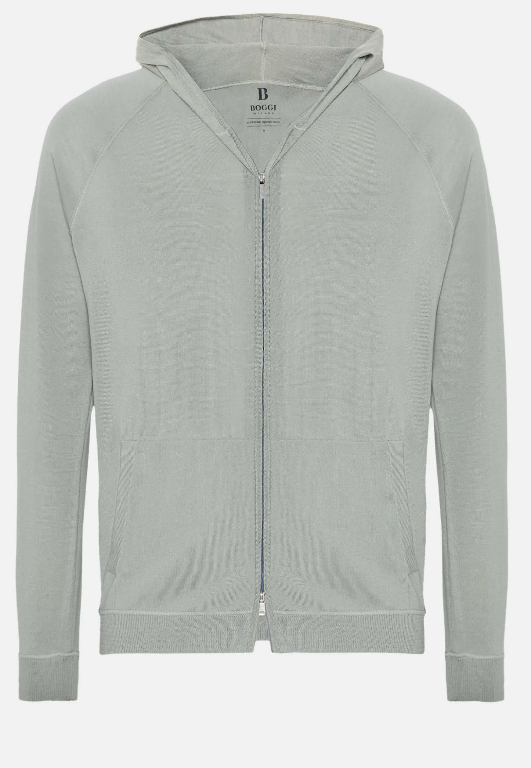 Full Zip Hooded Jumper In Merino Wool|Boggi Milano Store