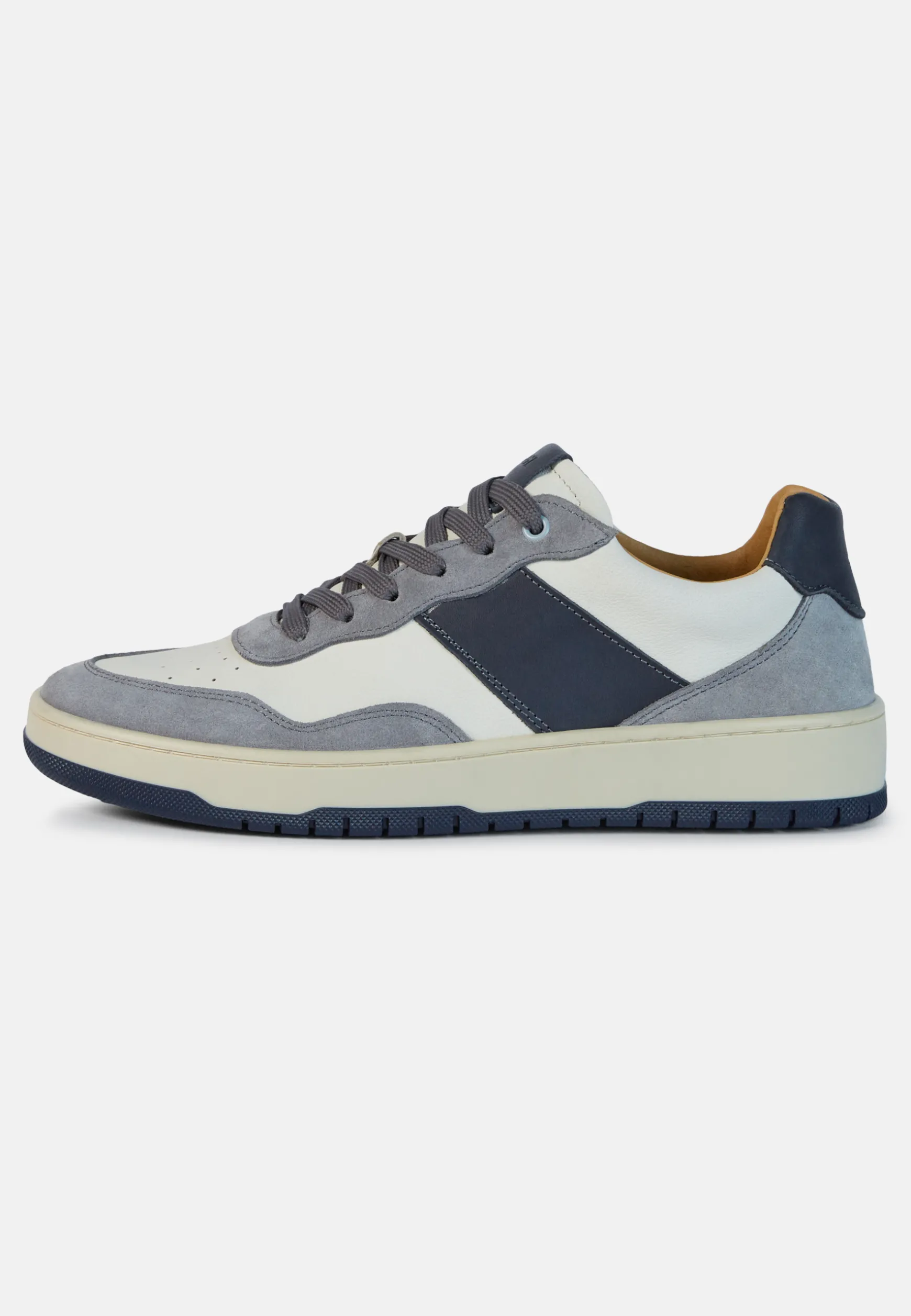 Grey and Navy Blue Leather Trainers|Boggi Milano Best