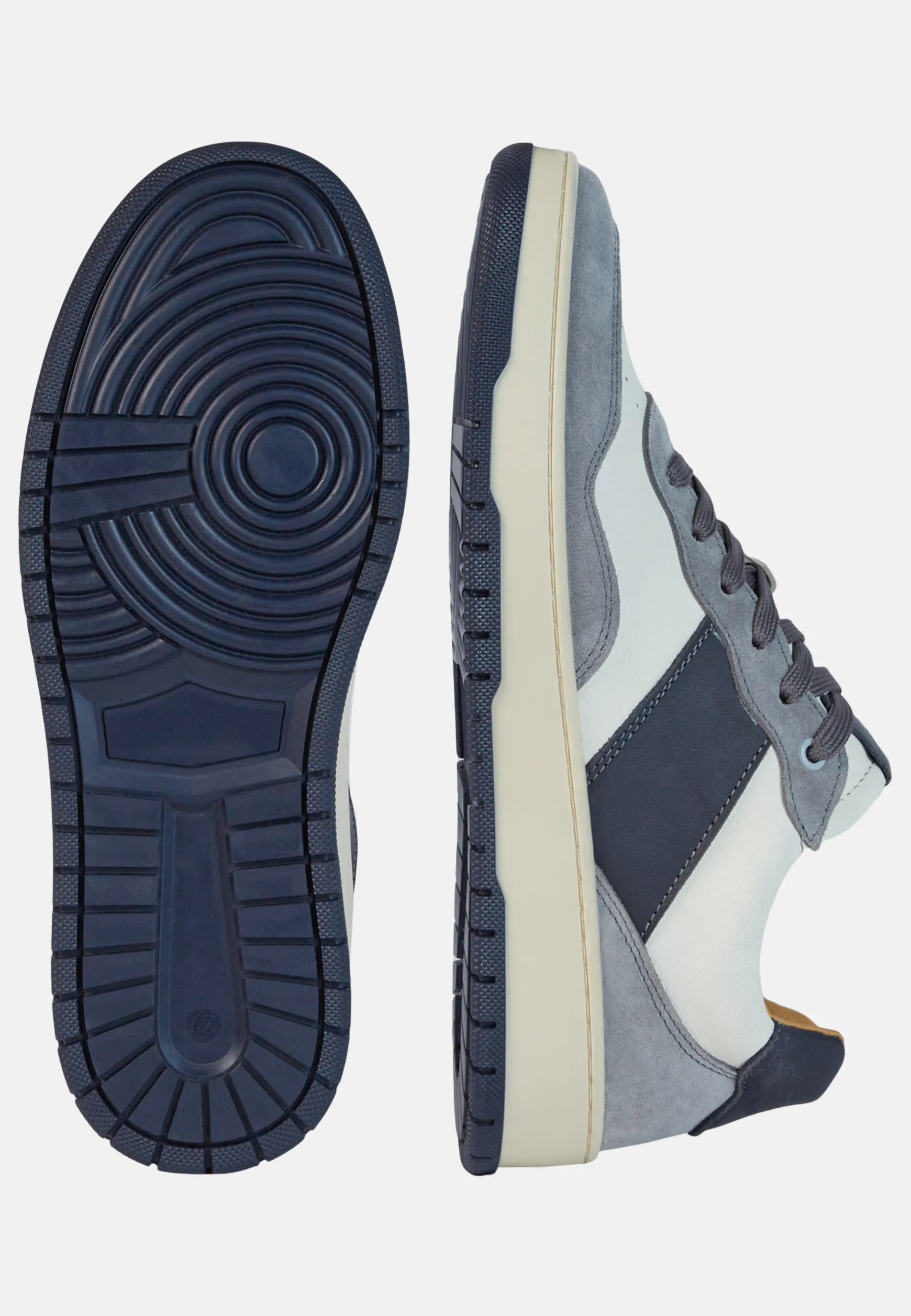 Grey and Navy Blue Leather Trainers|Boggi Milano Best