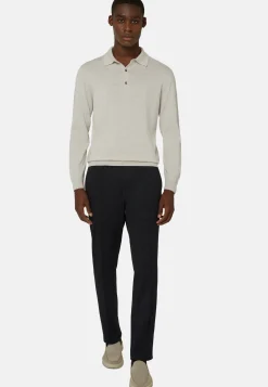 Merino Wool Knitted Polo Shirt|Boggi Milano Online