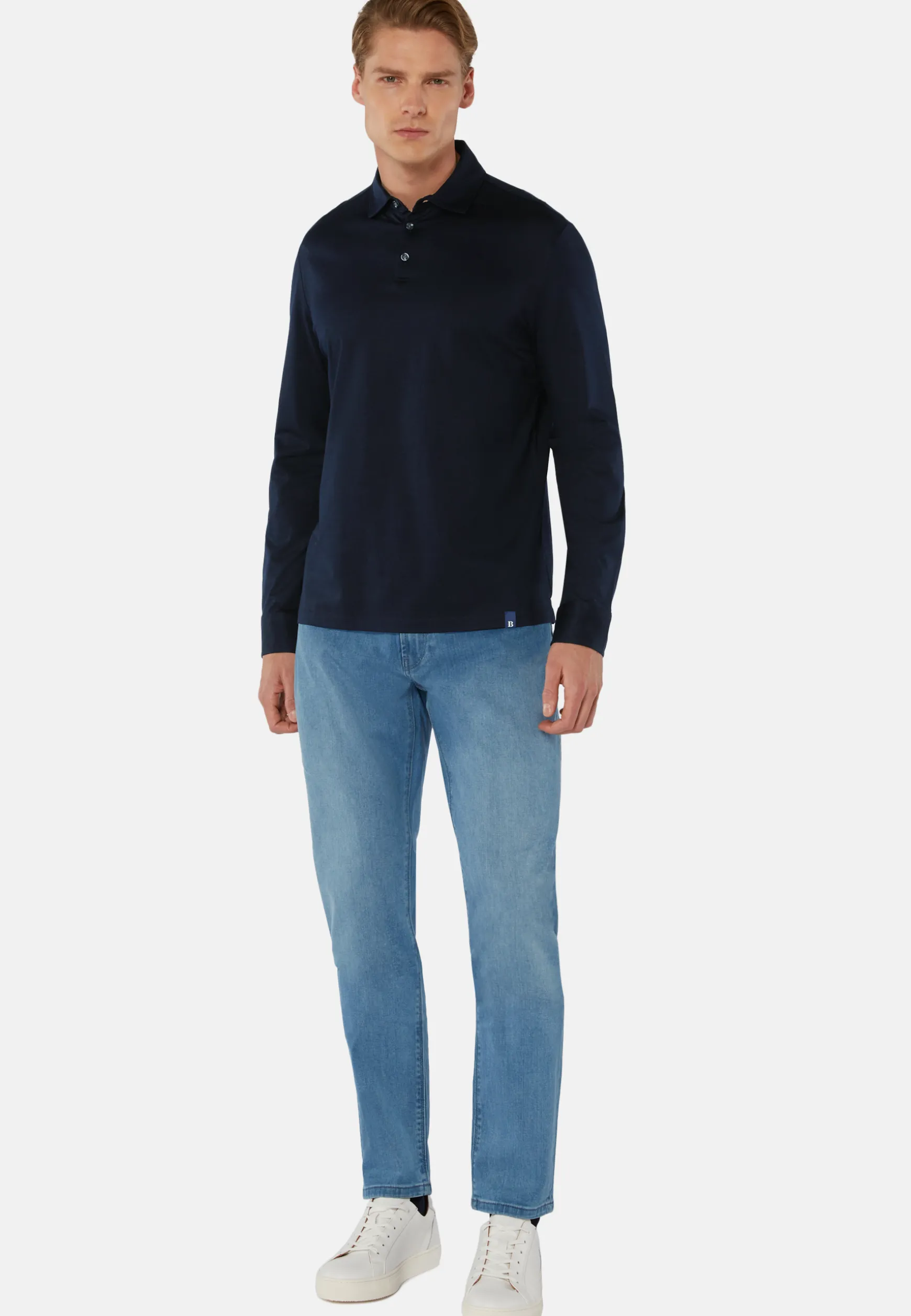 Long Sleeved Regular Fit Polo Shirt In Pima Cotton Jersey|Boggi Milano Best Sale