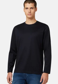Long-sleeved Pima Cotton Jersey T-shirt|Boggi Milano Fashion