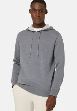 Navy Double Hooded Jumper In Wool Nylon Cotton|Boggi Milano Best