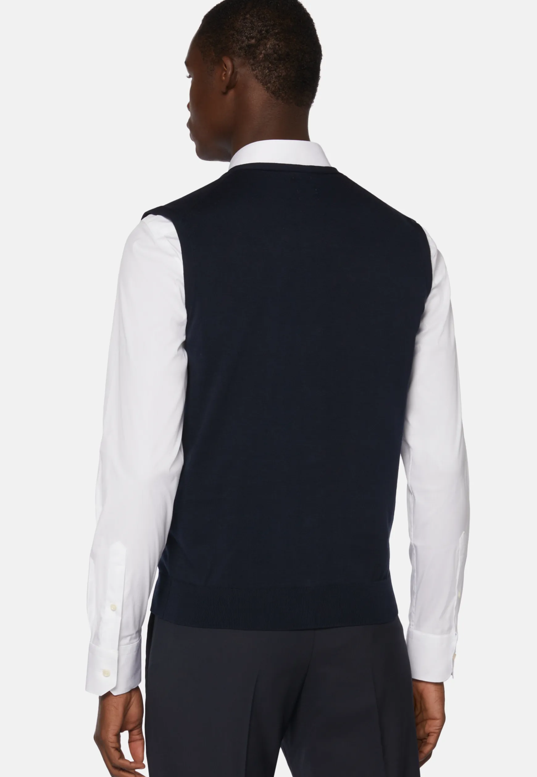 Navy Pima Cotton Knitted Vest|Boggi Milano Shop
