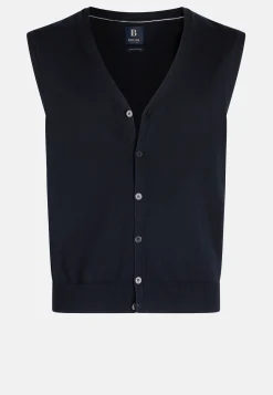 Navy Pima Cotton Knitted Vest|Boggi Milano Shop