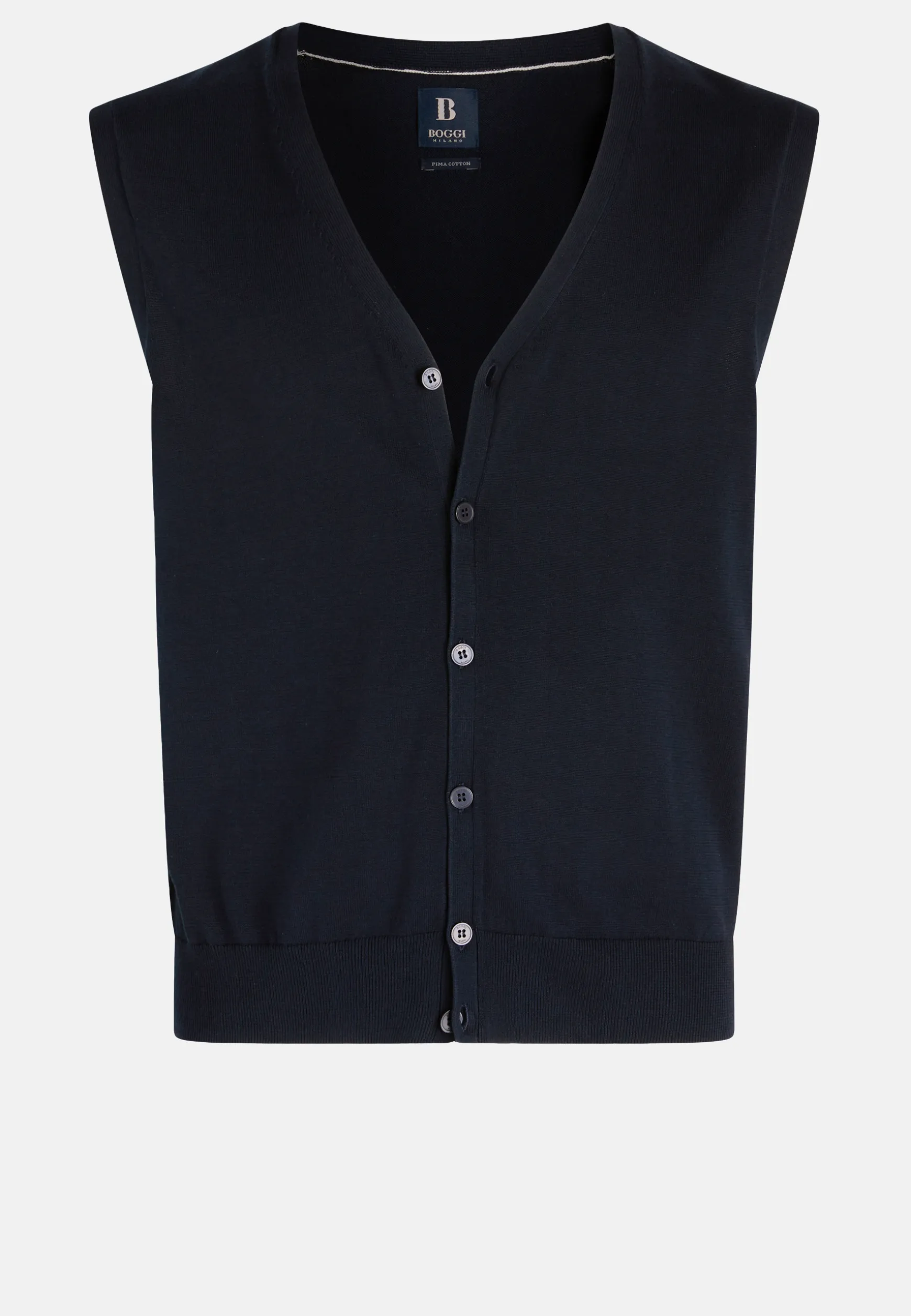 Navy Pima Cotton Knitted Vest|Boggi Milano Shop