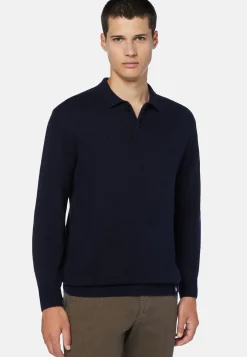 Navy Polo Neck Jumper in a Cashmere Blend|Boggi Milano Fashion