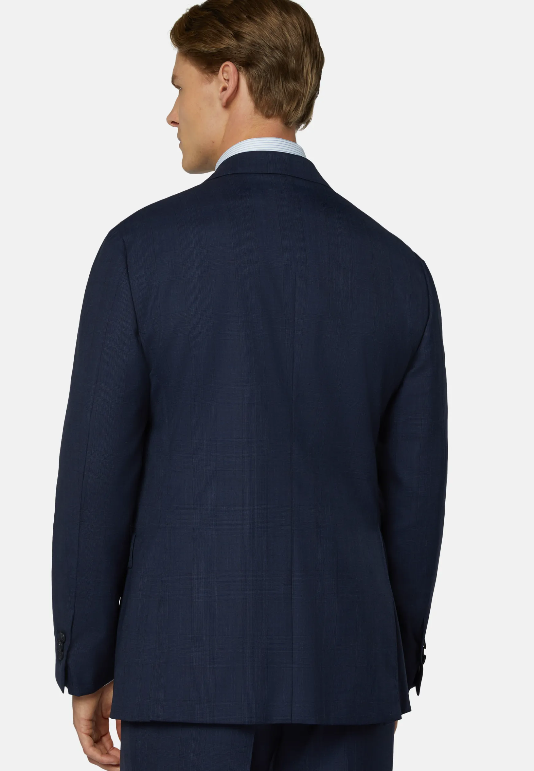 Navy Prince of Wales Check Suit in Super 130 Wool|Boggi Milano New