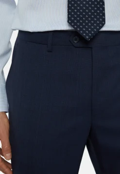 Navy Prince of Wales Check Suit in Super 130 Wool|Boggi Milano New