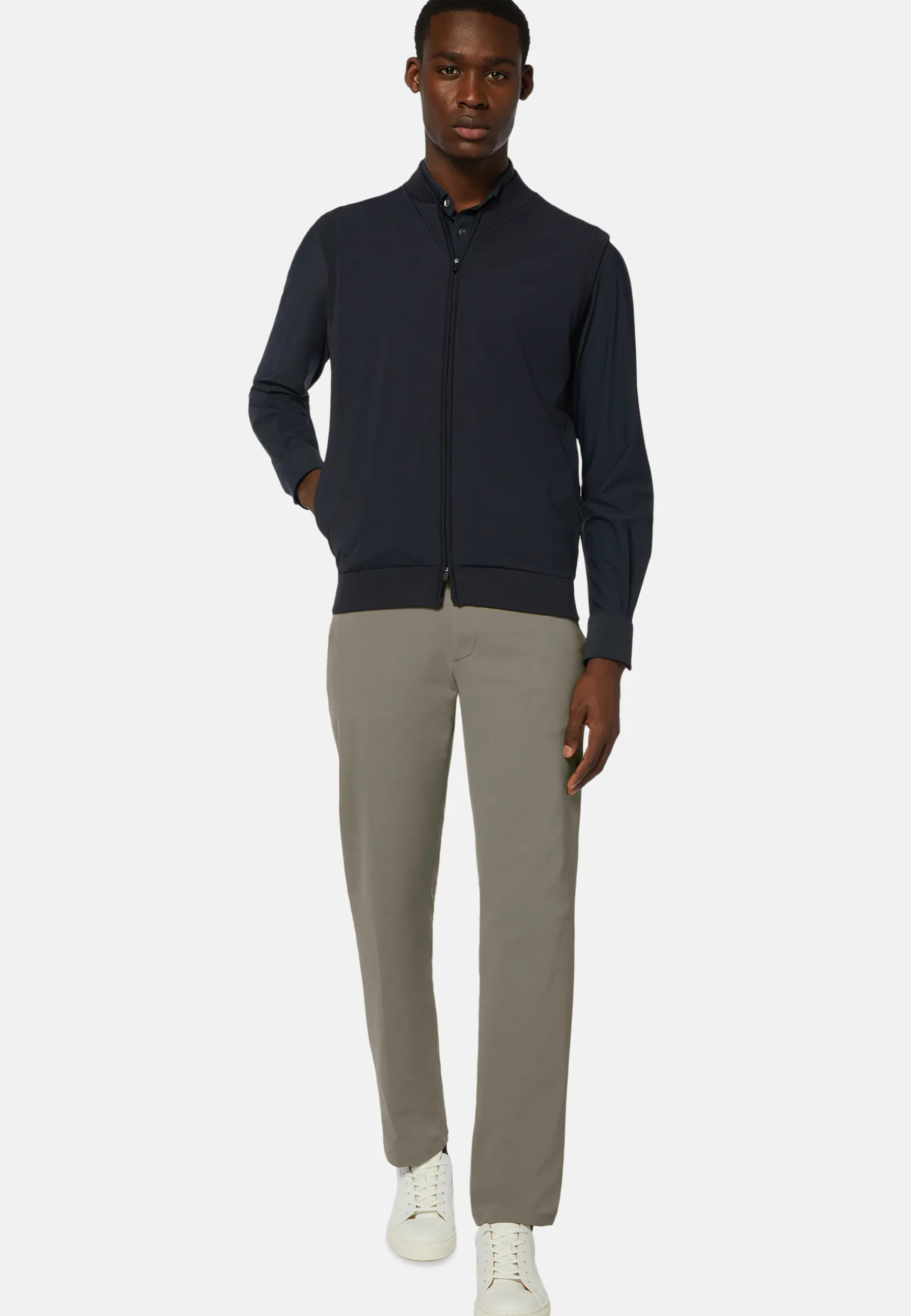 Navy Recycled and Technical Jersey Waistcoat|Boggi Milano Discount