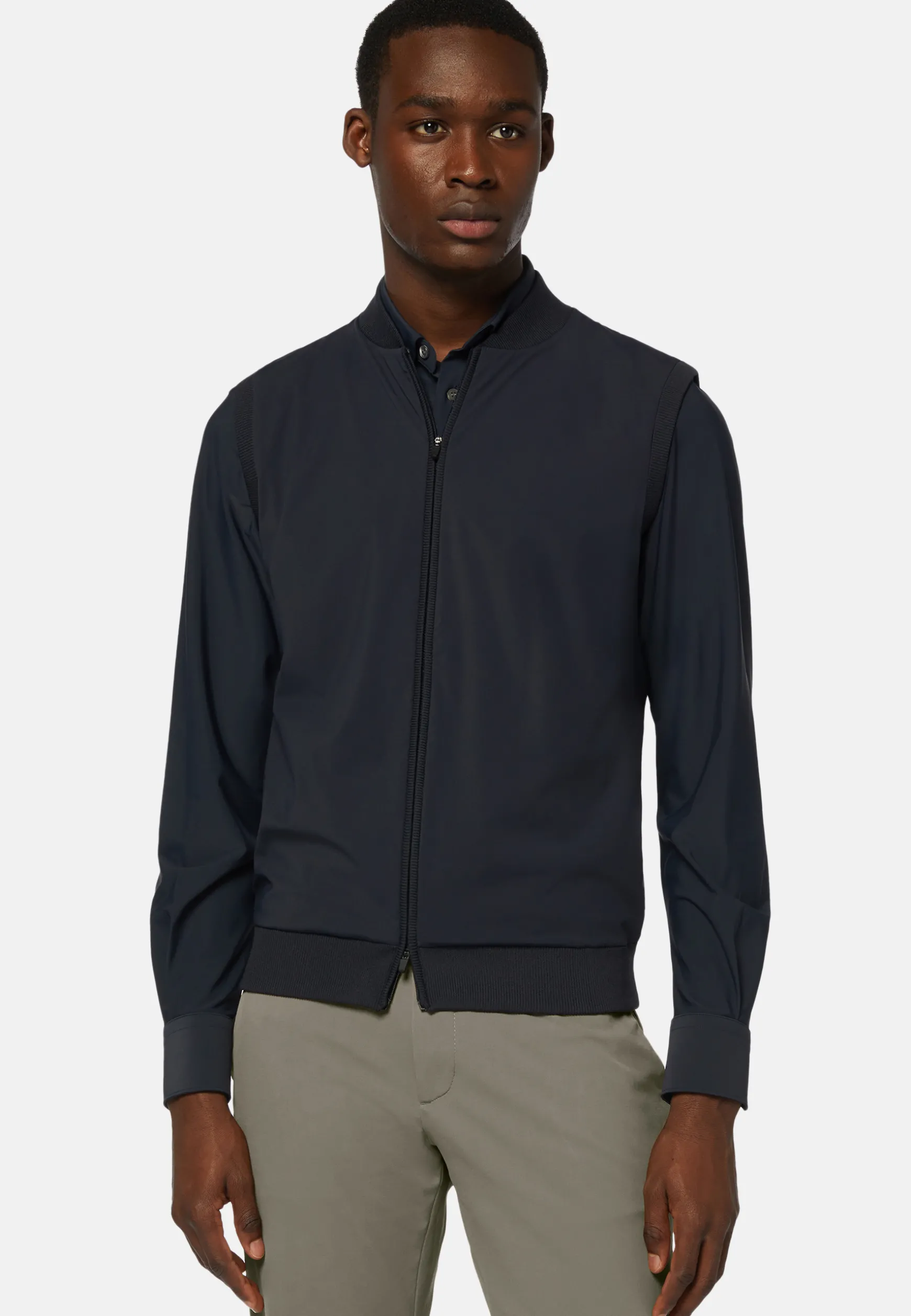 Navy Recycled and Technical Jersey Waistcoat|Boggi Milano Discount