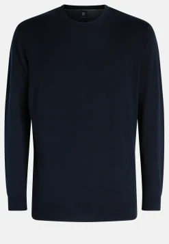 Navy Round-neck Pima Cotton Sweater|Boggi Milano Discount