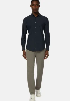 Navy Stretch Nylon Slim Fit Shirt|Boggi Milano Cheap
