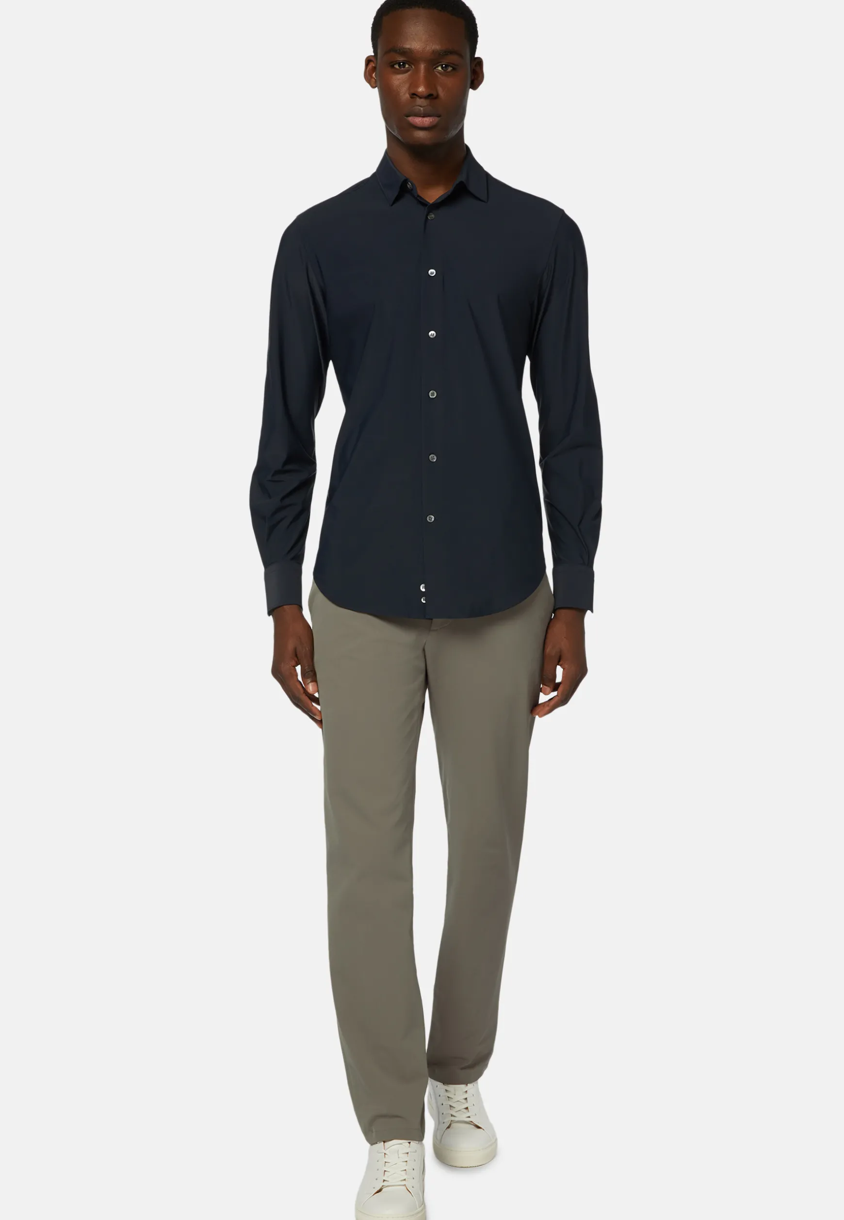 Navy Stretch Nylon Slim Fit Shirt|Boggi Milano Cheap