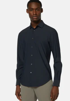 Navy Stretch Nylon Slim Fit Shirt|Boggi Milano Cheap