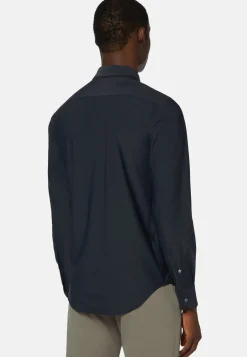 Navy Stretch Nylon Slim Fit Shirt|Boggi Milano Cheap