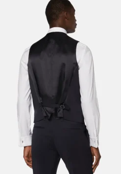 Navy Stretch Wool Twill Waistcoat|Boggi Milano Online