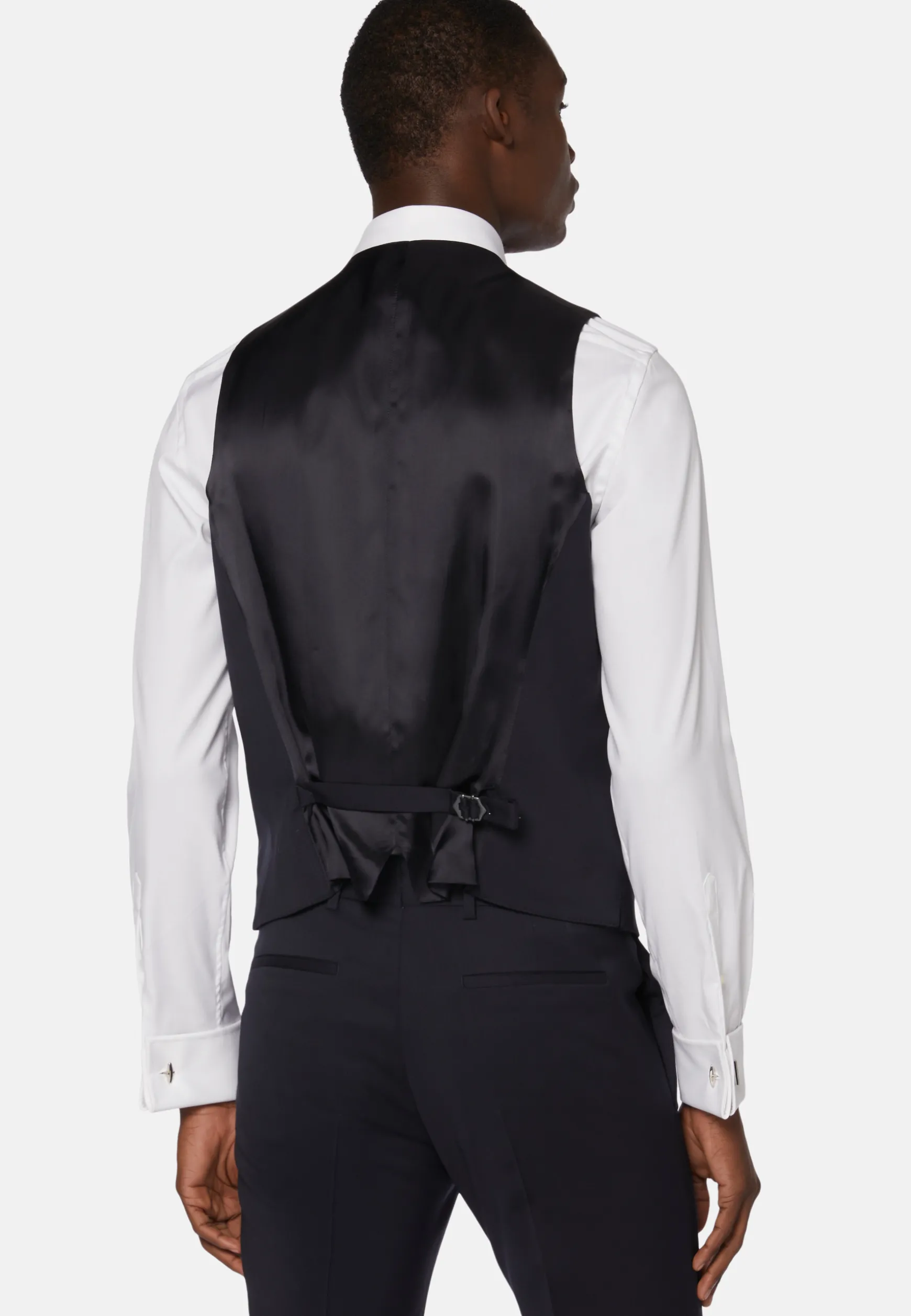 Navy Stretch Wool Twill Waistcoat|Boggi Milano Online