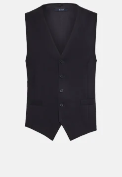 Navy Stretch Wool Twill Waistcoat|Boggi Milano Online