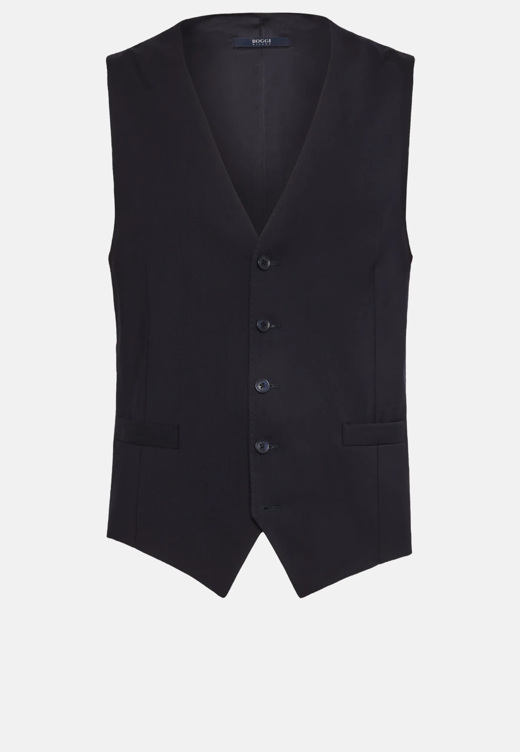 Navy Stretch Wool Twill Waistcoat|Boggi Milano Online