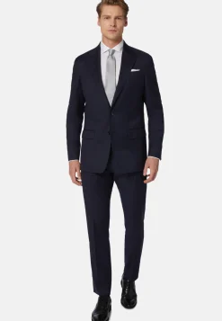 Navy Structured Stretch Wool Suit|Boggi Milano Store