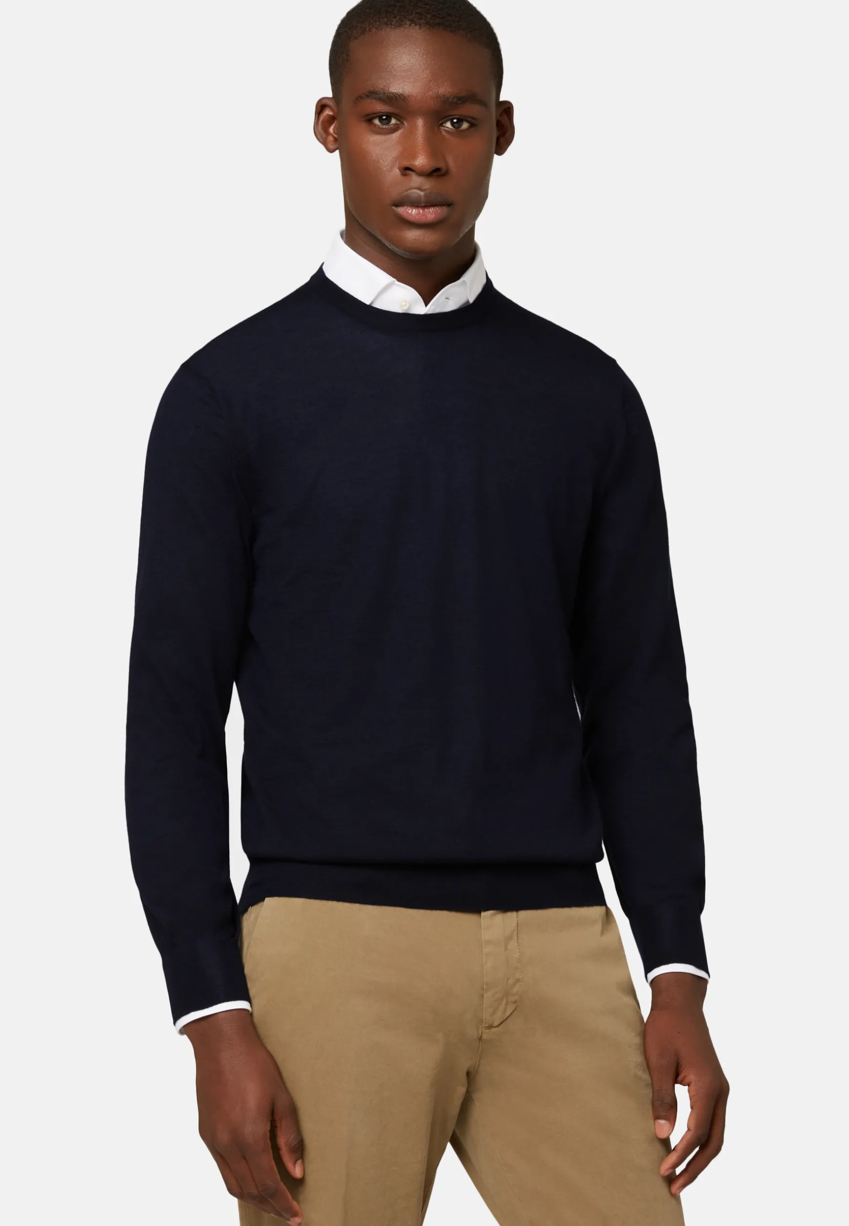 Navy Super Fine Cashmere Crew Neck Jumper|Boggi Milano Discount